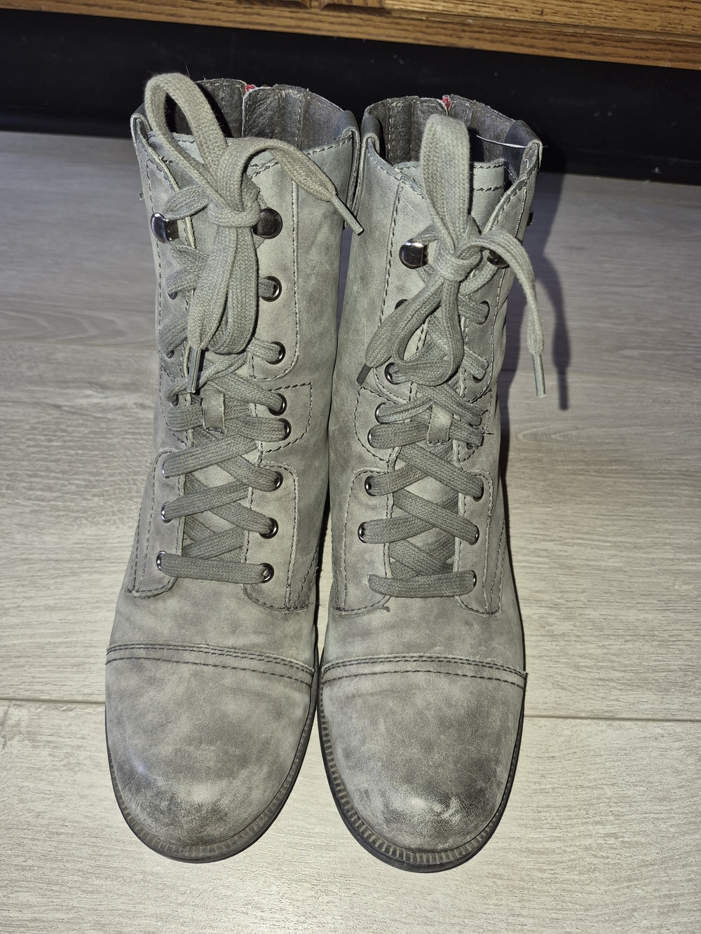 Rockport Leather Combat Ankle Boots Size 7.5 Lace Up Zip